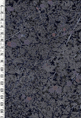 309 - Silk - Silk Blend - Compact Leafy Branches - Navy