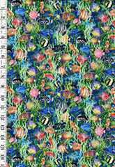 *Tropical - In the Beginning - CALYPSO III - Small Compact Colorful Fish - 34CAL-1 - BLUE - By the Half Yard
