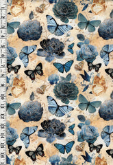 *Asian - Gilded Wings - Butterflies, Peonies & Roses - 5076-03 - Soft Butter Yellow - By the Half Yard