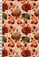 *Asian - Gilded Wings - Peonies & Roses - 5076-12 - Terracotta - By the Half Yard