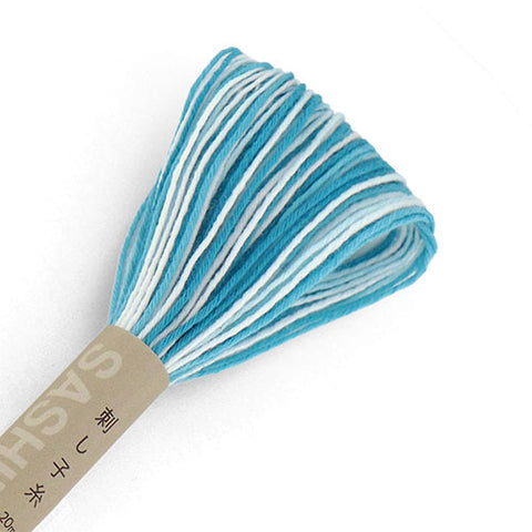 NEW - Sashiko Thread - Olympus 20m - Variegated # 57 - Blue Green-Cream