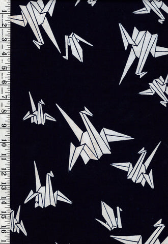 Yukata Fabric - 612 - Origami Cranes - Indigo - By the Half Yard - Last 2 7/8 Yards