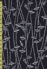 Yukata Fabric - 876 - Small Floating Umbrellas & Willow Branches - Indigo