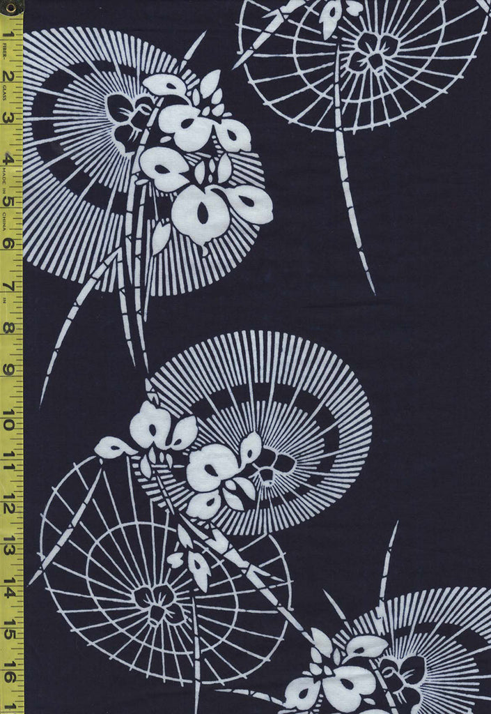 Yukata Fabric - 883 - Umbrellas & Iris - Indigo