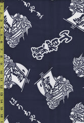 Yukata Fabric - 884 - Hochiyama Sailing Boats - Dark Navy - Indigo
