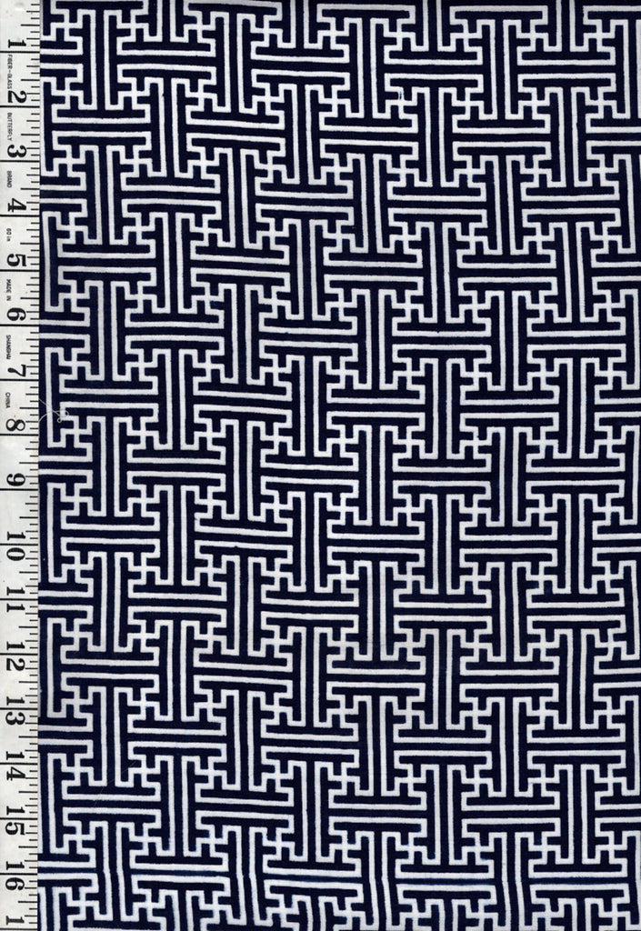 Yukata Fabric - 893 - Saya-gata (Key Maze) - Dark Navy-Indigo