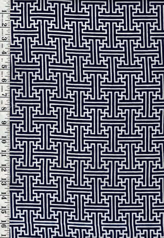 Yukata Fabric - 893 - Saya-gata (Key Maze) - Dark Navy-Indigo