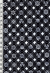 Yukata Fabric - 894 - Hexagon Crests - Dark Indigo (Reads Black)