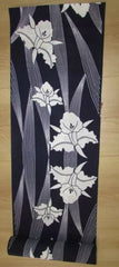 Yukata Fabric - 899 - Orchids & Long Leaves - Indigo