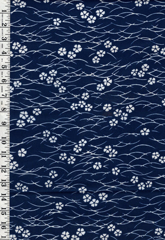 Yukata Fabric - 901 - Floating Blossoms & Waves - Navy