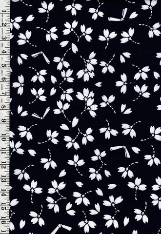 Yukata Fabric - 911 - Small Floating Petals - Indigo