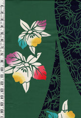 Yukata Fabric - 912 - Colorful Orchids - Green