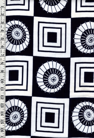Yukata Fabric - 914 - Squares in Squares & Umbrellas - Indigo