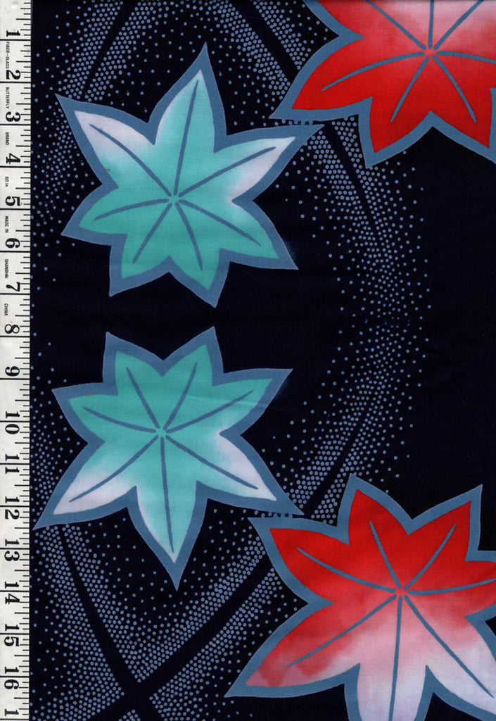 Yukata Fabric - 924 - Colorful Floating Maple Leaves - Indigo