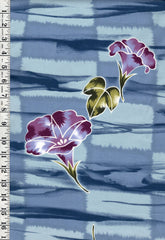 Yukata Fabric - 925 - Morning Glories on Patchwork - Blue