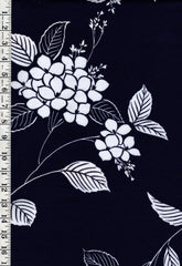 Yukata Fabric - 932 - Blossoms & Leafy Branches - Indigo