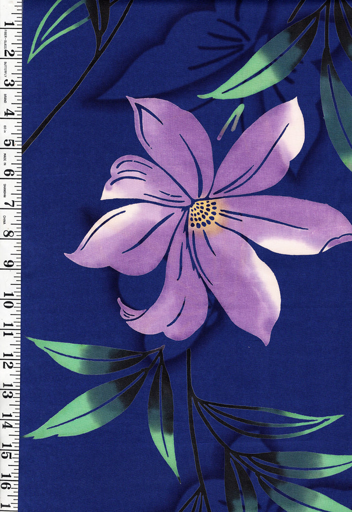 Yukata Fabric - 938 - Lavender Flowers on Blue