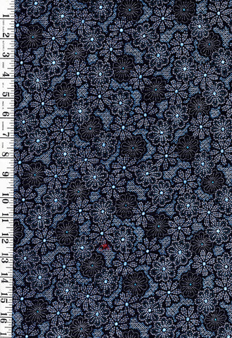 Yukata Fabric - 942 - Compact Small Floral Shibori - Indigo