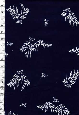 Yukata Fabric - 946 - Tiny Birds & Flowers - Indigo