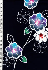 Yukata Fabric - 953 - Camelia with Sashiko-Like Stitches - Indigo