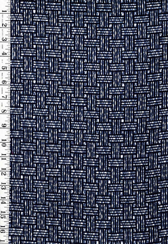 Yukata Fabric - 962 - Basketweave - Indigo & Gray