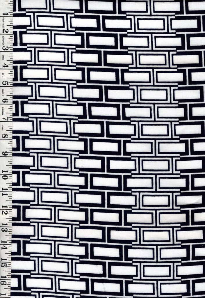 Yukata Fabric - 963 - Alternating Rectangles - Indigo (Reads Black) & White