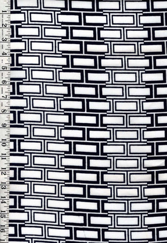 Yukata Fabric - 963 - Alternating Rectangles - Indigo (Reads Black) & White