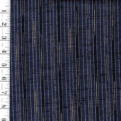 974 - Vintage Woven Stripe Japanese cotton fabric - Navy, Dark Indigo or Black & Gold