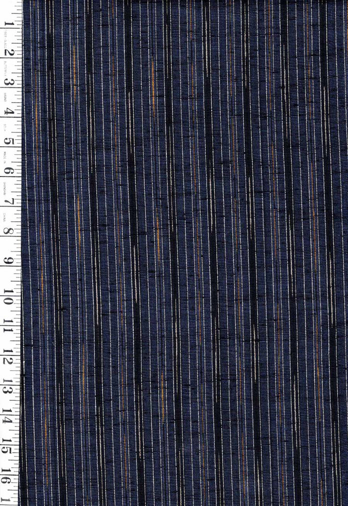 974 - Vintage Woven Stripe Japanese cotton fabric - Navy, Dark Indigo or Black & Gold