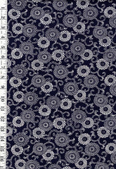 Yukata Fabric - 976 - Stylized Mums - Traditional 14" wide - Indigo