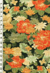 983 - Japanese Silk - Woven Fall Floral - Navy