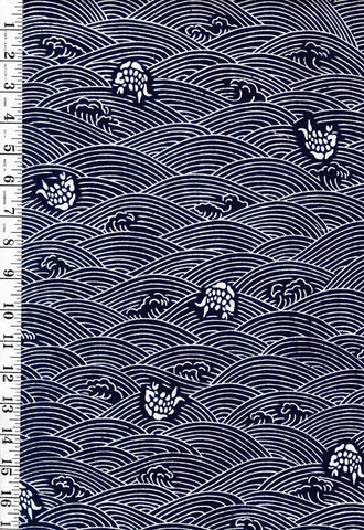 Yukata Fabric - 987 - Waves with Tossed Koi - Traditional 14