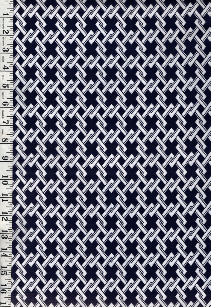 *Yukata Fabric - 991 - Interlocking Diamonds - Traditional 14" wide - White & Indigo