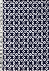 *Yukata Fabric - 991 - Interlocking Diamonds - Traditional 14" wide - White & Indigo