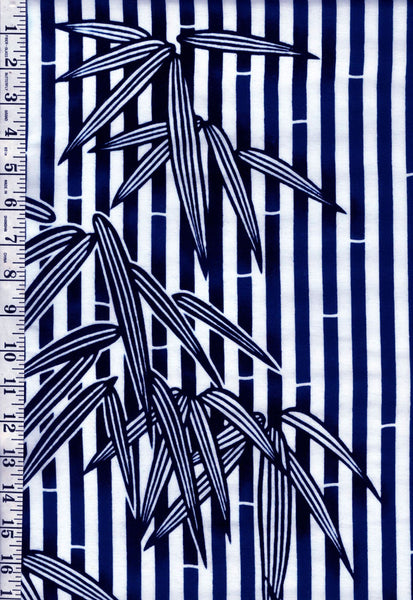 *Yukata Fabric - 992 - Bamboo Leaves & Stripes - Traditional 14