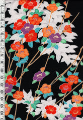 994- Japanese Silk - Colorful Plum Blossom (Ume) Branches - Black