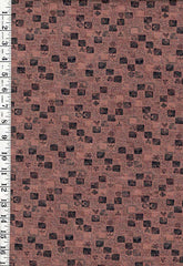 1008- Japanese Silk - Silk Blend - Small Floral Checkerboard - Brown, Maroon