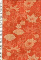 1009 - Japanese Silk - Silk Blend - Flowers, Bamboo & Maple Leaves - Orange & Tan