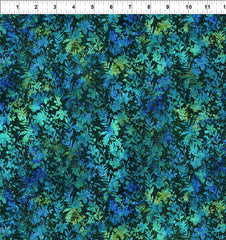 *Fabric Art - In the Beginning - Halcyon - Leafy Floral Branches - 9HN-2 - Blues