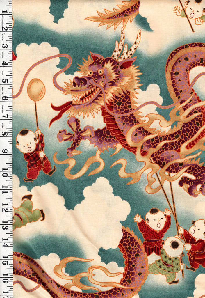 *Asian - Alexander Henry - Large Scale Tsuru Dragon Festival (2000) - Multi-Colors - By the Yard