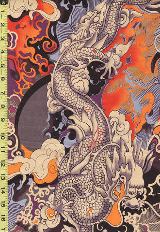 *Asian -Alexander Henry - Tatsu Dragon - Large Scale - Multi-Colors - Last 3 Yards