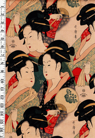 *Asian - Alexander Henry Sisters of the Golden Temple (1990) - 1/2 yard pieces