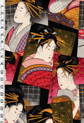 Asian - Alexander Henry - Geisha Portraits (Beautiful Shozo Portrait) 2004 - Multi-Colors - By the Half Yard