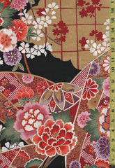 *Asian - Alexander Henry - Gilded Botan (Floral Garden) - Black