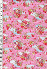 *Japanese - Cosmo Small Clouds with Floral Bouquets - AP42210-1A - Pink