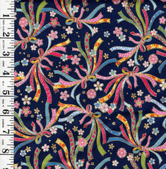 *Japanese - Cosmo Small Colorful Noshi Ribbons & Floating Cherry Blossoms - AP42210-2C - Navy