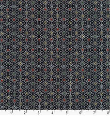 *Japanese - Sevenberry Kasuri Collection - Small Asanoha with Colorful Centers - SB-88227D1-6 - Indigo