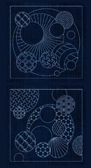 *Sashiko Pre-printed Panel - SASHIKO AUSTRALIA  - GEOMETRIC CIRCLES (2) - Indigo
