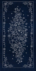*Sashiko Pre-printed Panel - SASHIKO AUSTRALIA  - WILDFLOWERS - Indigo