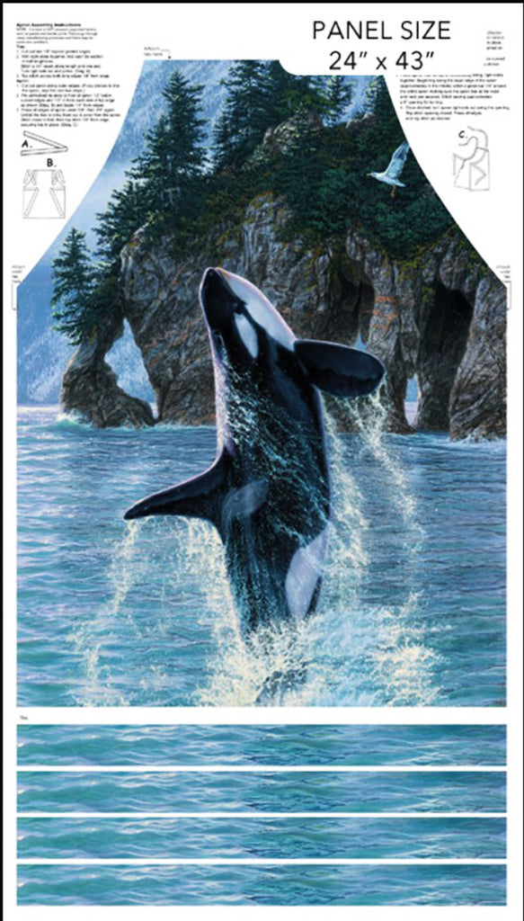 *Fabric Art - Northcott NATURESCAPES VOYAGE (Orcas) - APRON PANEL (Lightweight Canvas) - C29122-48 - Blue-Multi